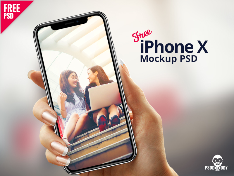 iPhone X in Hand Mockup PSD