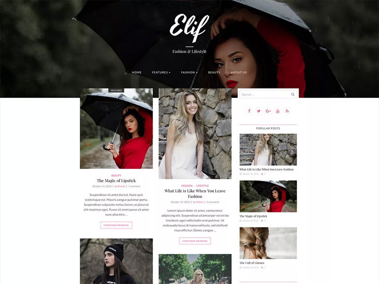 fashion blog wordpress themes free