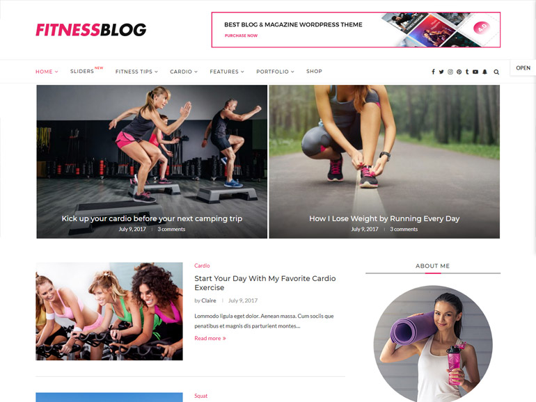 best fitness wordpress blog theme