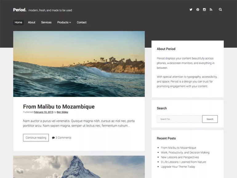 free simple wordpress blog themes