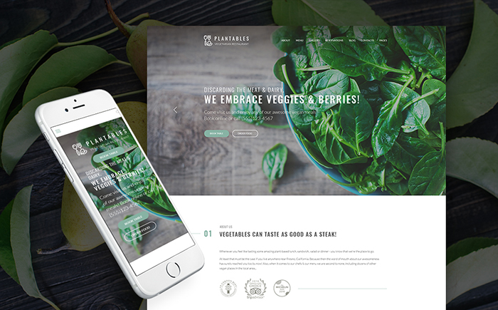 Vegetarian Restaurant Responsive WordPress Theme