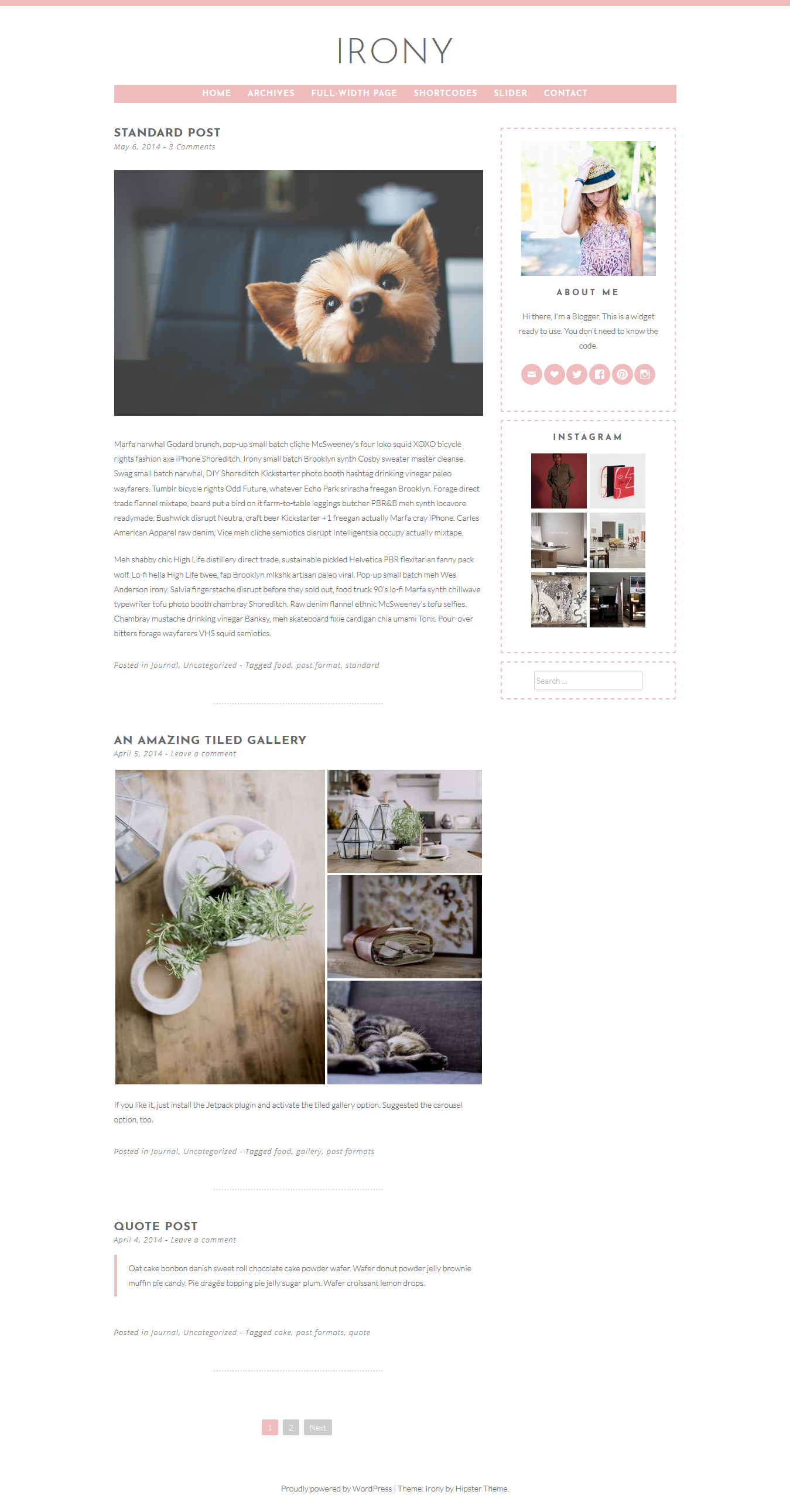 Irony - Feminine WordPress Theme