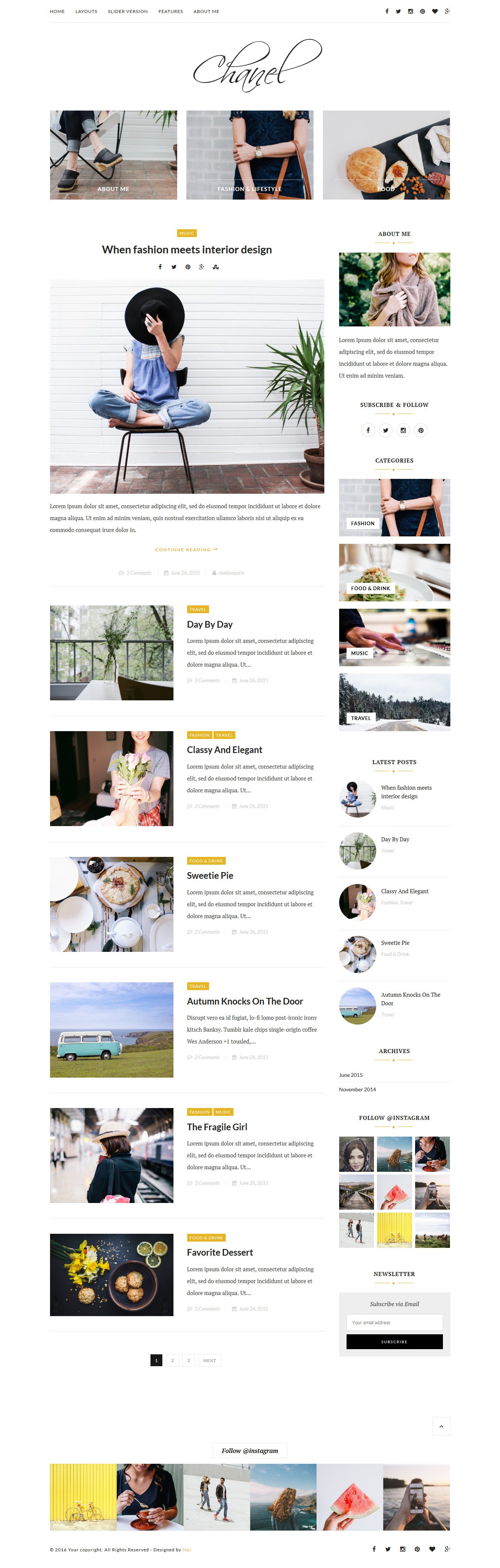 Chanel - WordPress blog theme