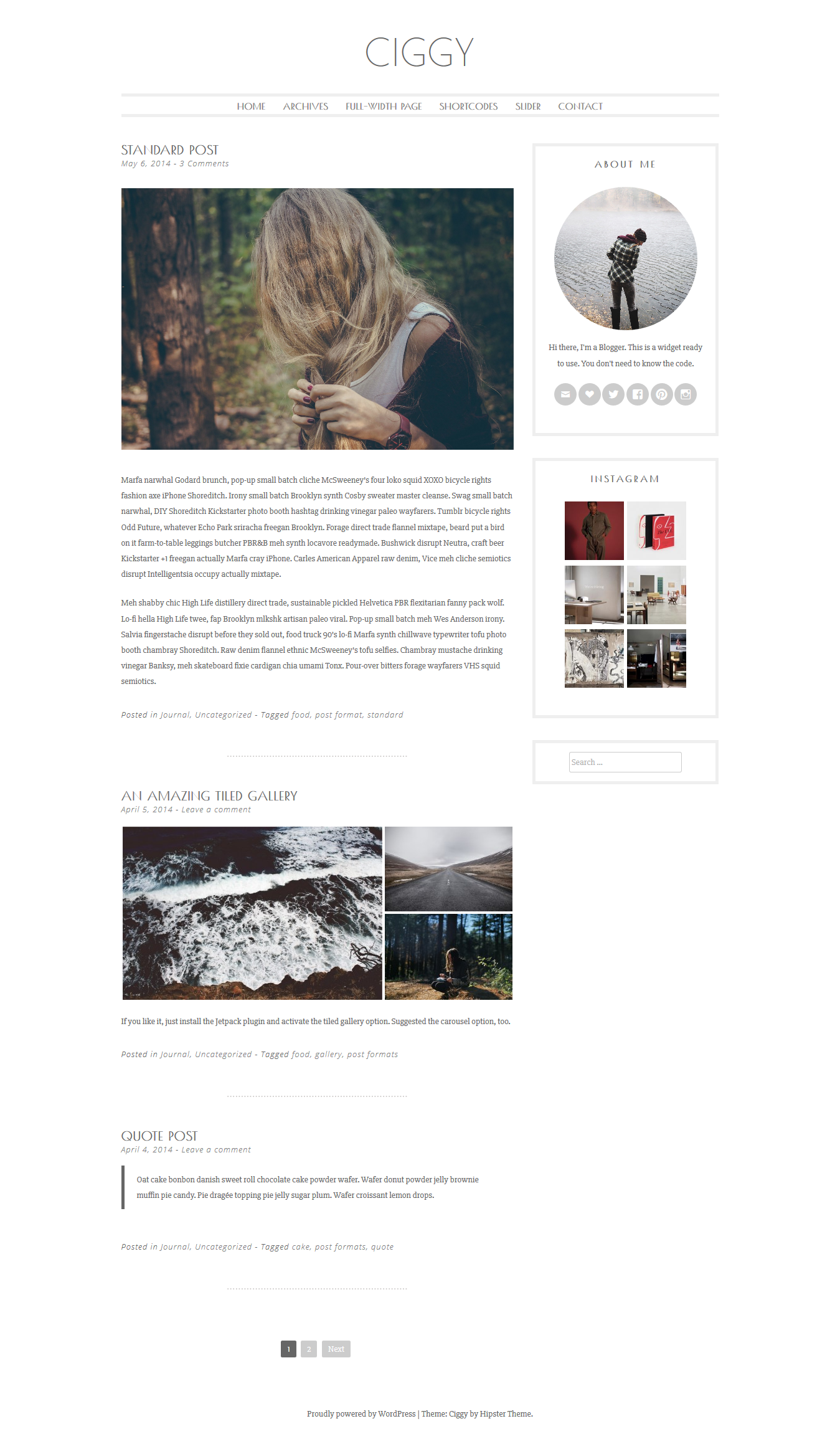 Ciggy Feminine WordPress Theme