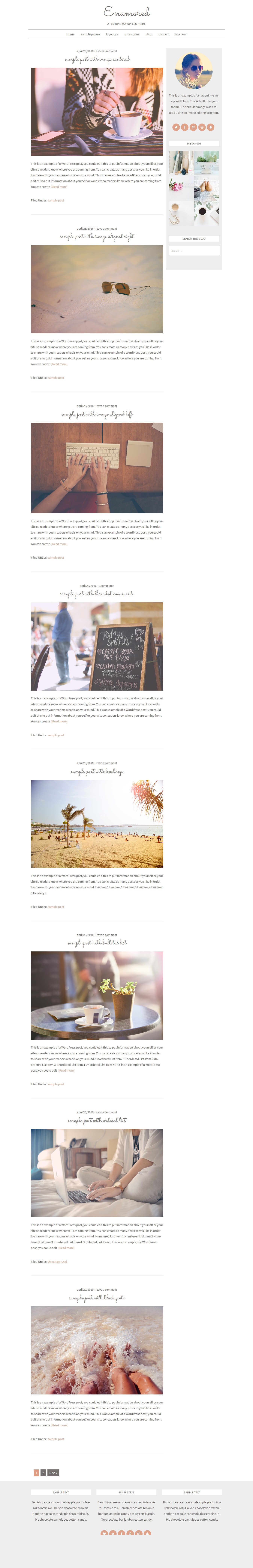 Enamored Feminine WordPress Theme