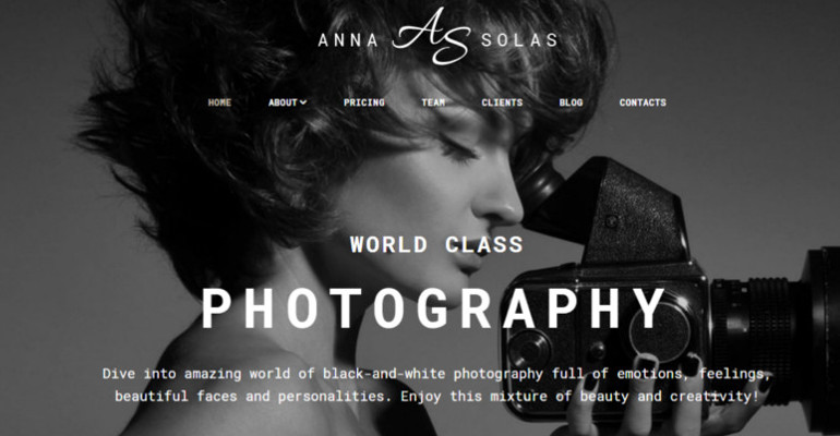 Anna Solas Photographers Portfolio Website Template