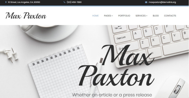 Max Paxton Freelance Writer Website Template