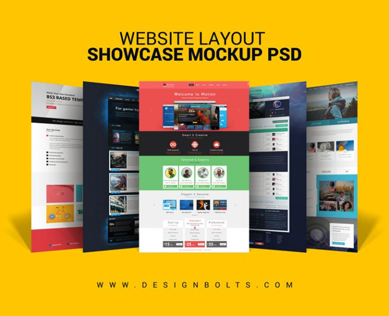 Free Website Layout Design Showcase Mock-up PSD 