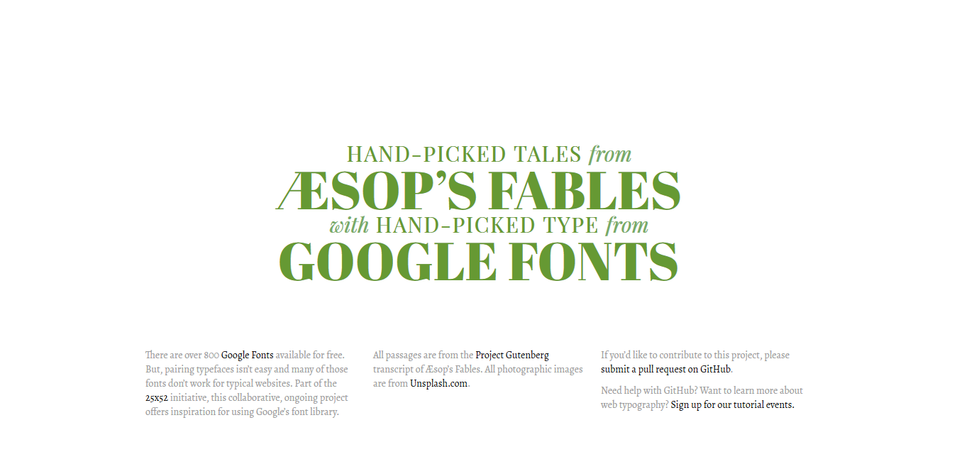 Google Web Fonts Typographic Project