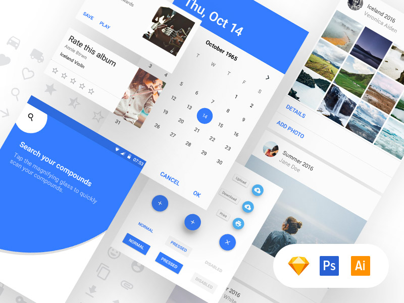 Material Design sketch UI Kit