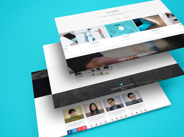 Multiple Web Screens Perspective PSD Mockup