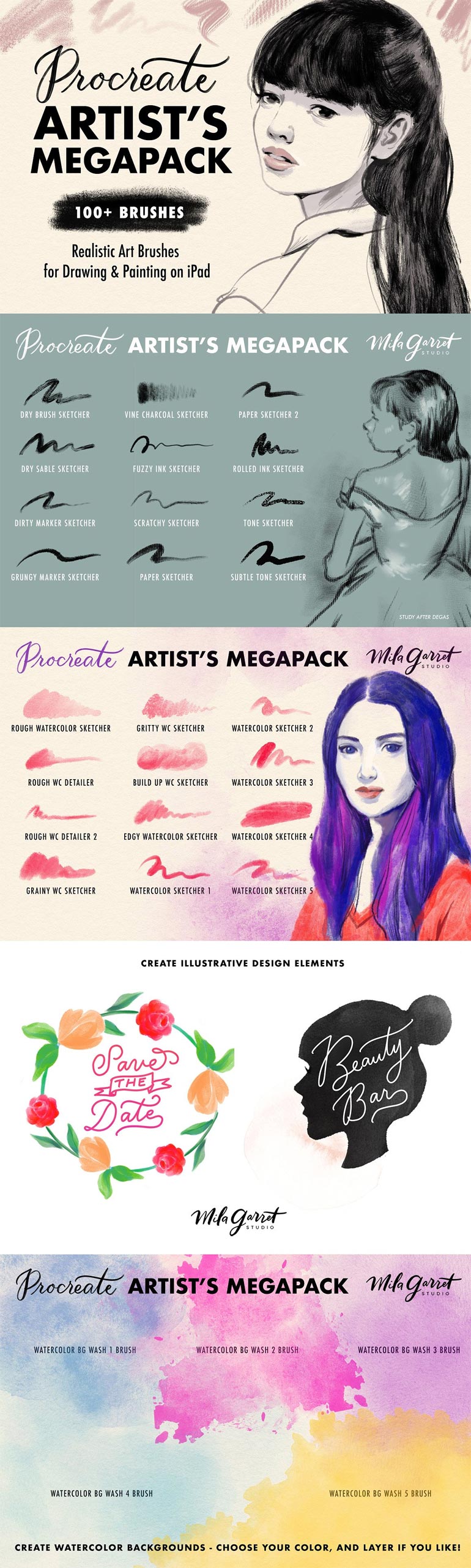 Procreate Brushes: Artist's Megapack