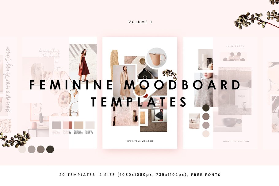 Feminine Mood board Templates