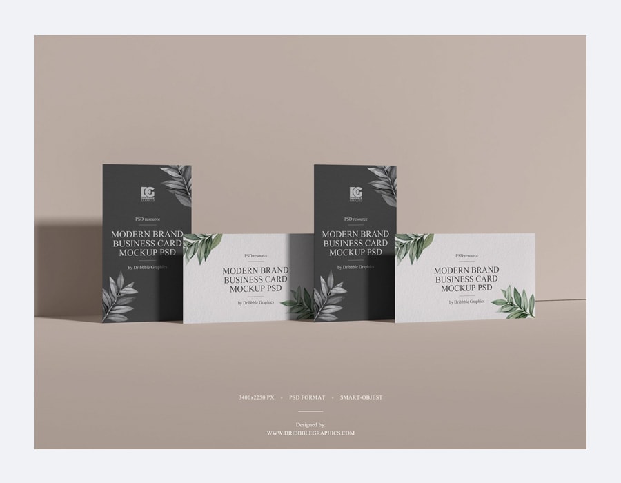 Free Modern Brand Business Card Mockup PSD 2019