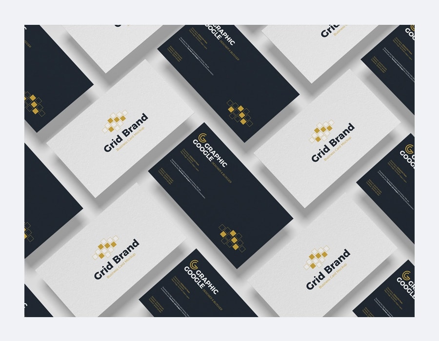 Free Grid Brand Business Card Mockup by Graphic Google Business Card Mockup PSD Free