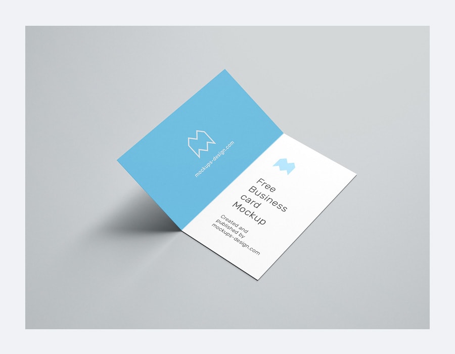 Free folded business card mockup