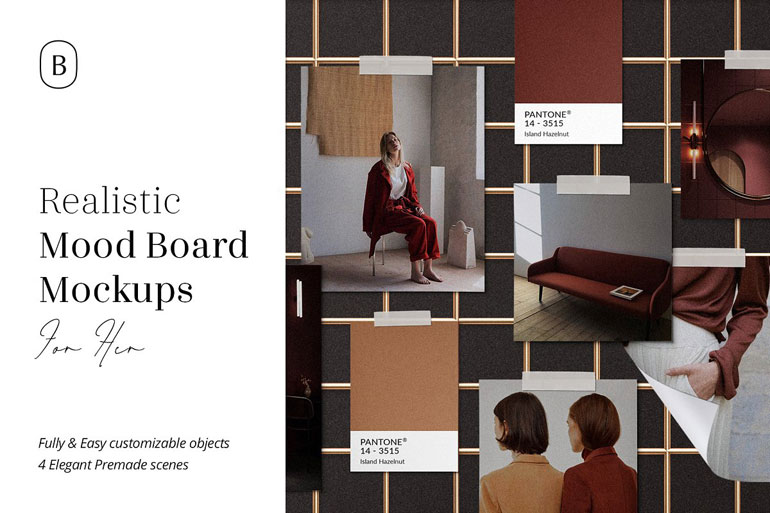 Realistic Mood Board Mockups