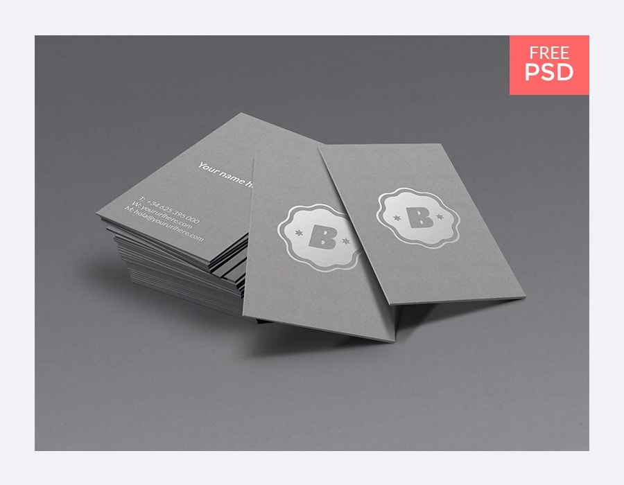 Silver Business Card Mockup psd free