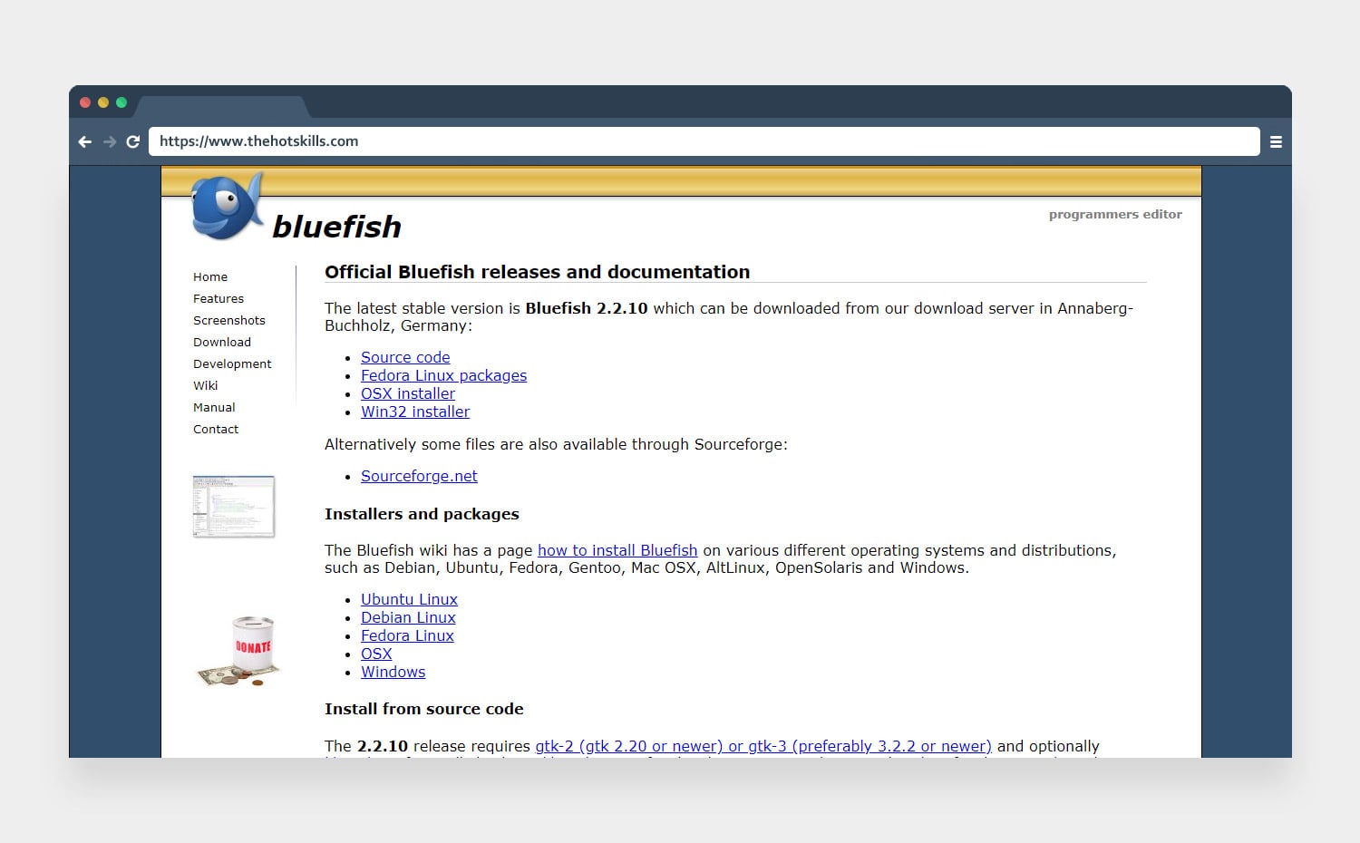 Bluefish web Development software
