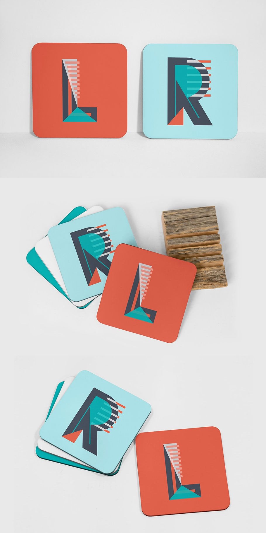 Square Coasters Mockup PSD