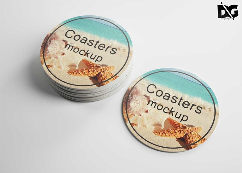 Free Round Coaster Mockup PSD