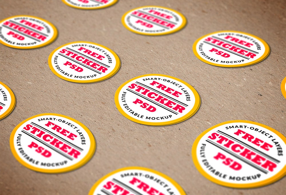 Free Stickers PSD MockUp