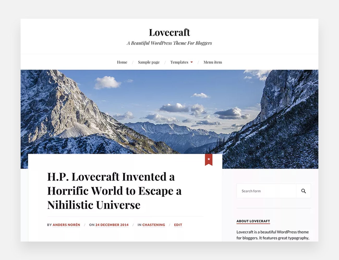 Lovecraft Free WordPress Themes for Writers