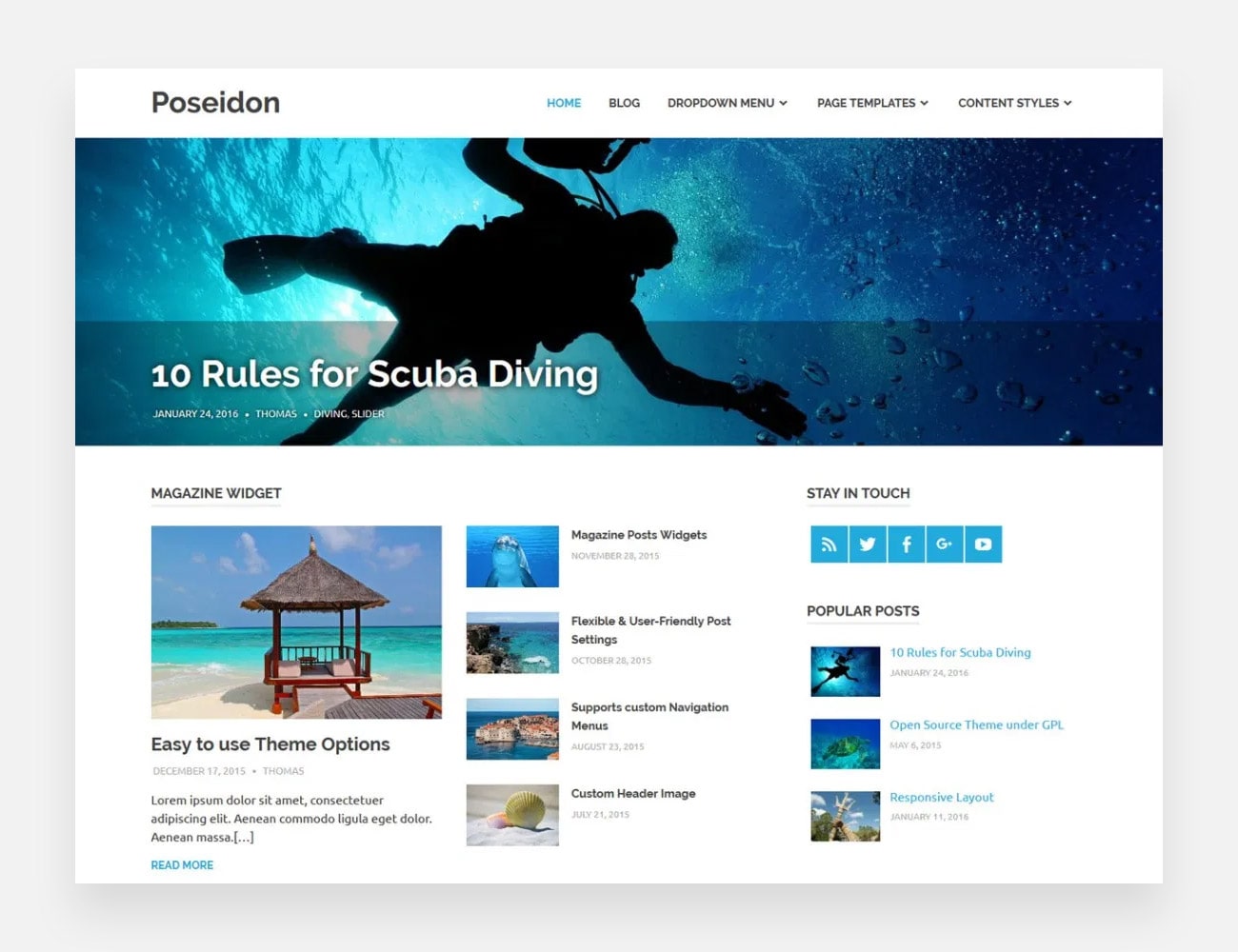 Poseidon Free WordPress Themes for Writers