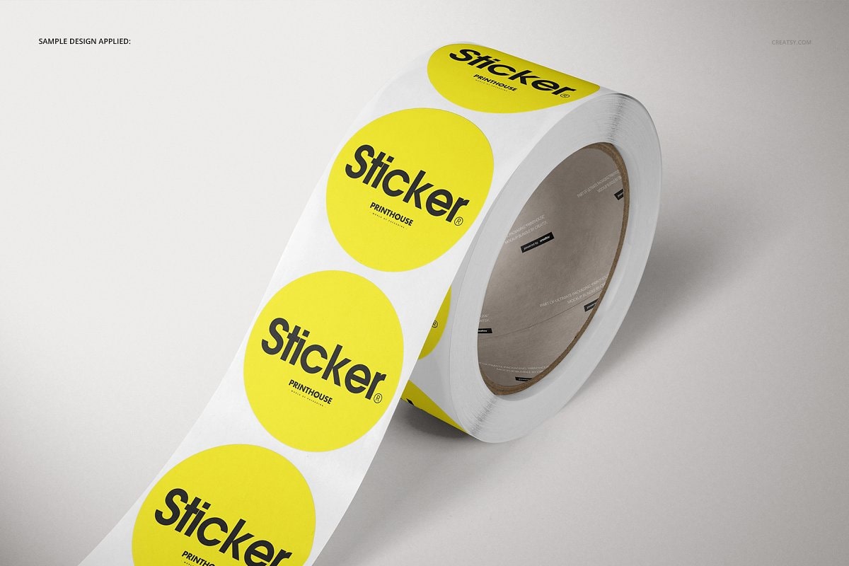 Round Roll Stickers Mockup Set