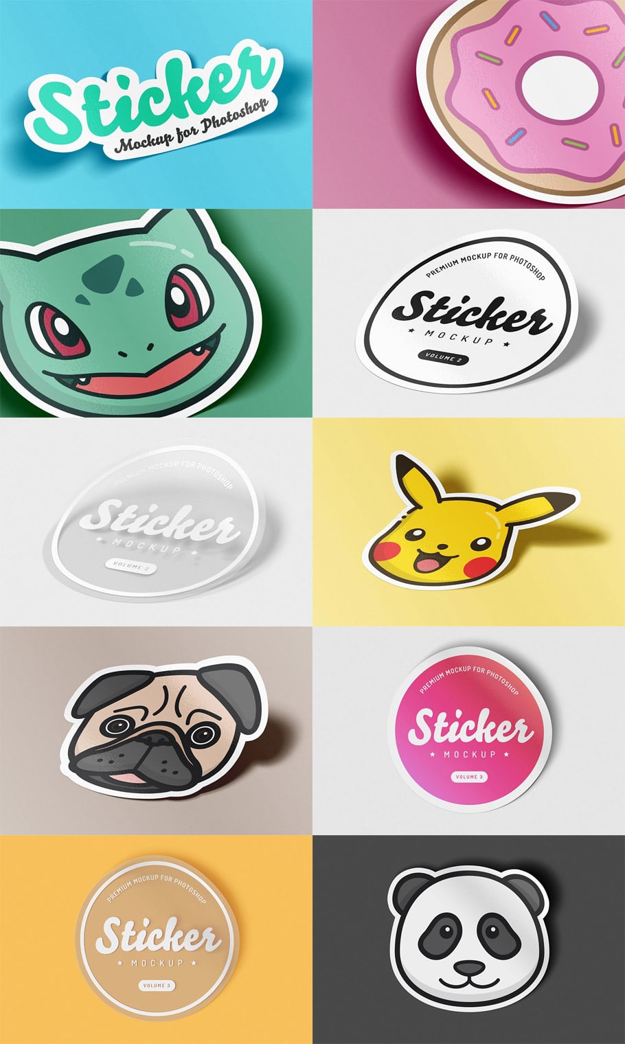 Sticker Mockup PSD Bundle