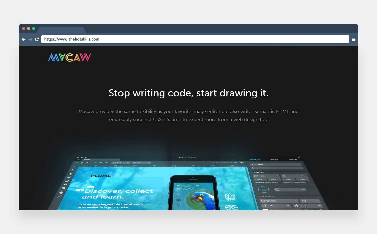 macaw code-savvy web design tool